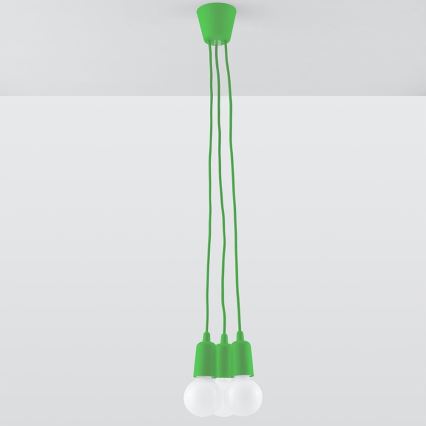 Ljuskrona med snöre DIEGO 3xE27/60W/230V grön