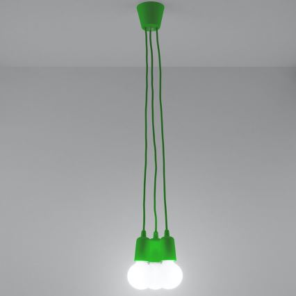 Ljuskrona med snöre DIEGO 3xE27/60W/230V grön
