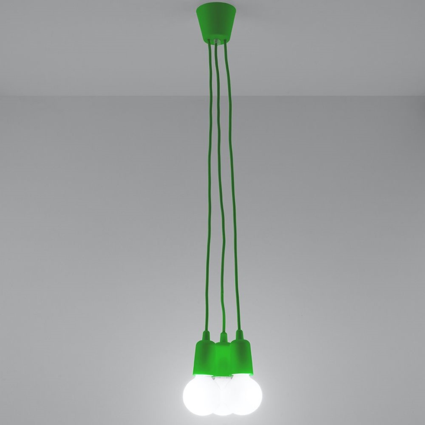 Ljuskrona med snöre DIEGO 3xE27/60W/230V grön