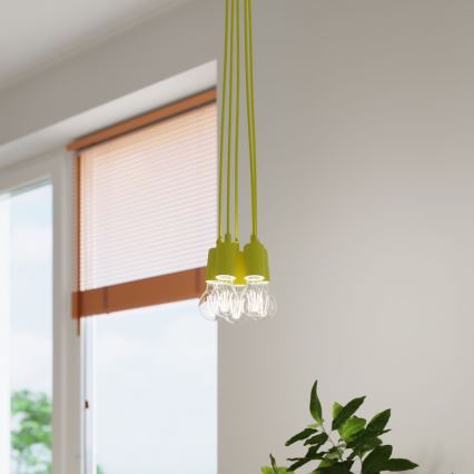 Ljuskrona med snöre DIEGO 3xE27/60W/230V gul