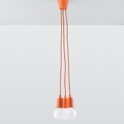 Ljuskrona med snöre DIEGO 3xE27/60W/230V orange