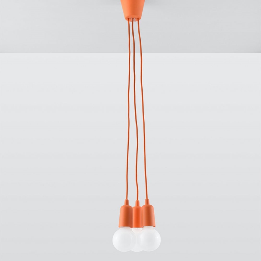 Ljuskrona med snöre DIEGO 3xE27/60W/230V orange