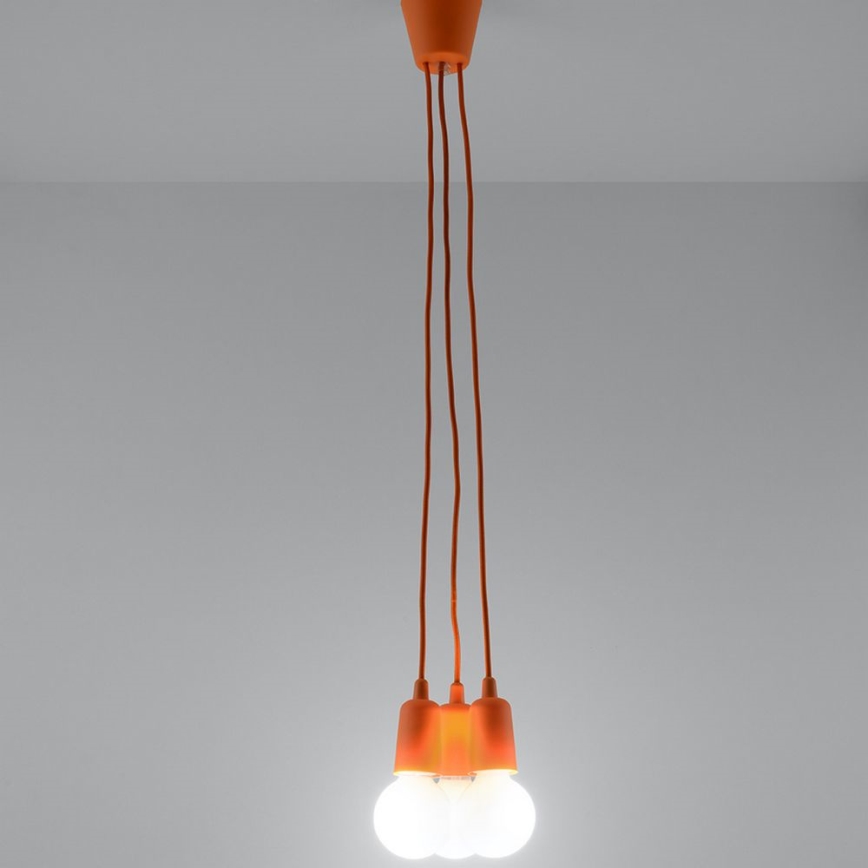 Ljuskrona med snöre DIEGO 3xE27/60W/230V orange