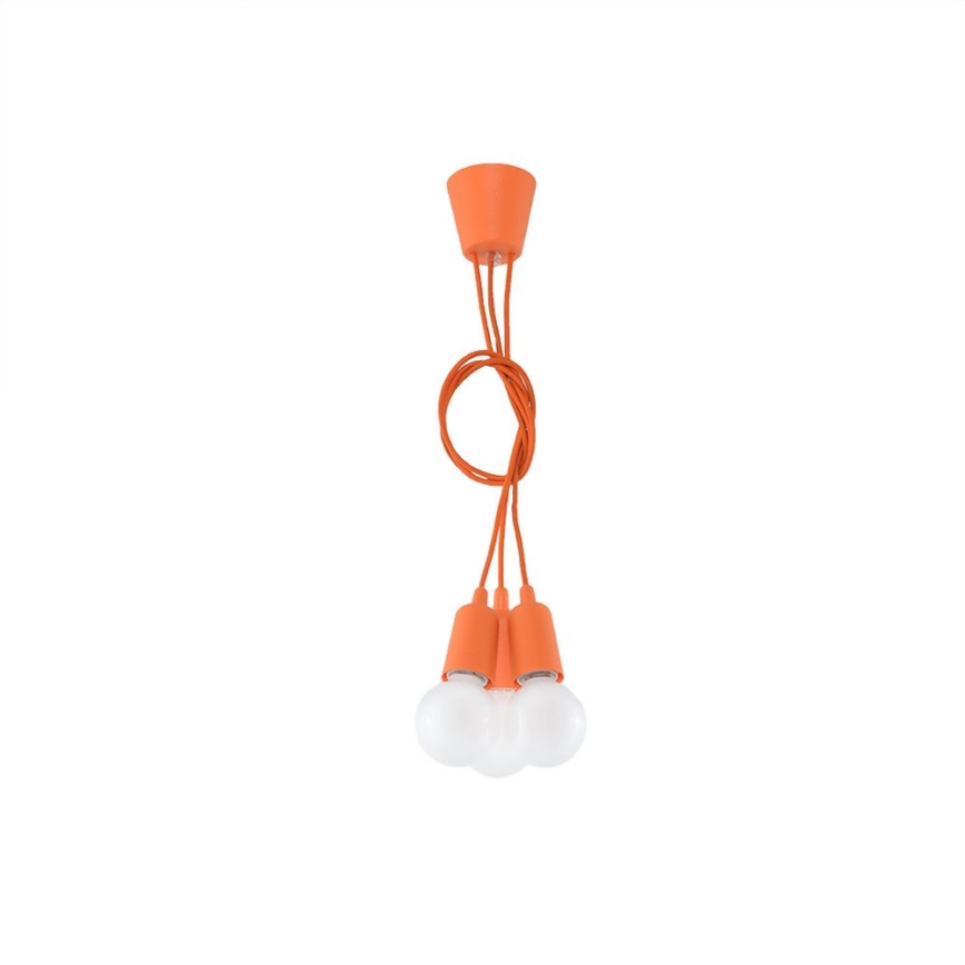 Ljuskrona med snöre DIEGO 3xE27/60W/230V orange