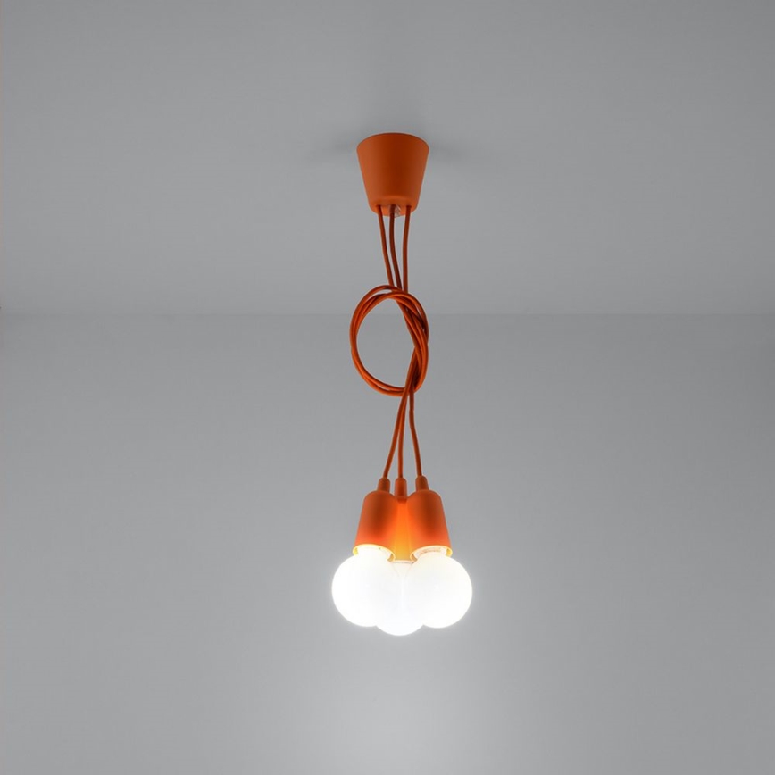 Ljuskrona med snöre DIEGO 3xE27/60W/230V orange