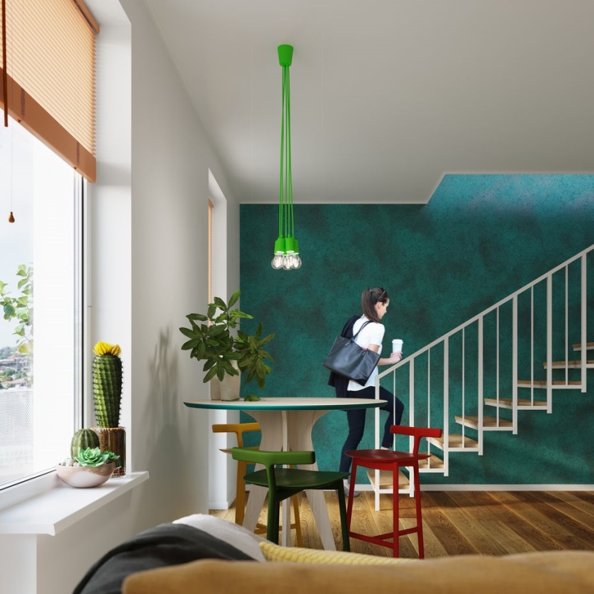 Ljuskrona med snöre DIEGO 5xE27/60W/230V grön