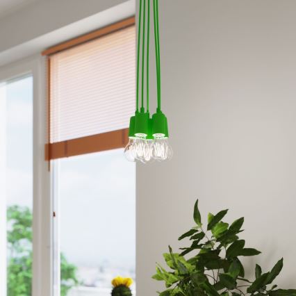 Ljuskrona med snöre DIEGO 5xE27/60W/230V grön