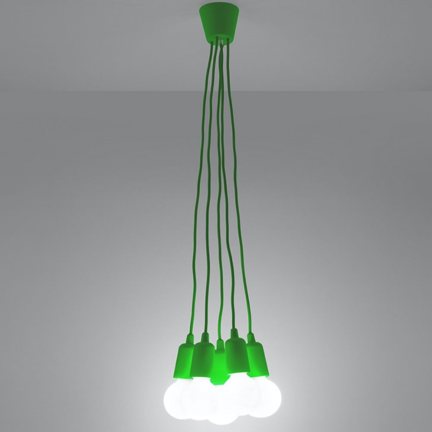 Ljuskrona med snöre DIEGO 5xE27/60W/230V grön