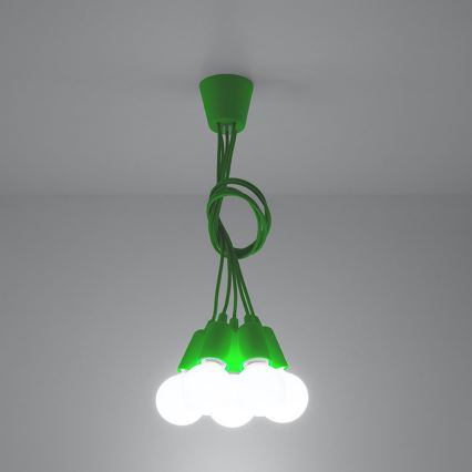 Ljuskrona med snöre DIEGO 5xE27/60W/230V grön
