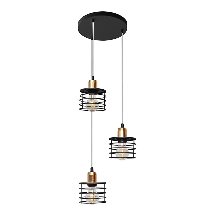Ljuskrona med snöre EDISON 3xE27/15W/230V