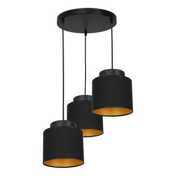 Ljuskrona med snöre FRODI 3xE27/60W/230V svart rund