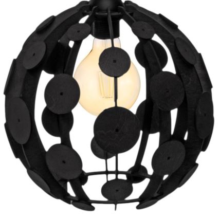 Ljuskrona med snöre GAIA 1xE27/60W/230V svart Ø 18 cm
