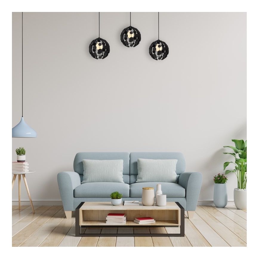Ljuskrona med snöre GAIA 3xE27/60W/230V svart/brun
