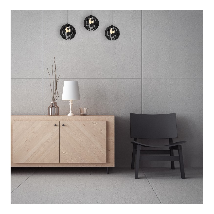 Ljuskrona med snöre GAIA 3xE27/60W/230V svart/brun