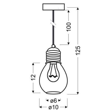 Ljuskrona med snöre GLIVA 1xE27/60W/230V