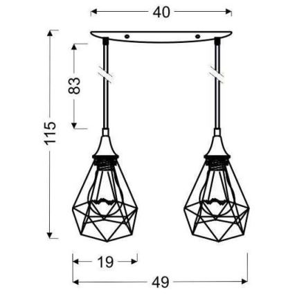 Ljuskrona med snöre GRAF 2xE27/60W/230V