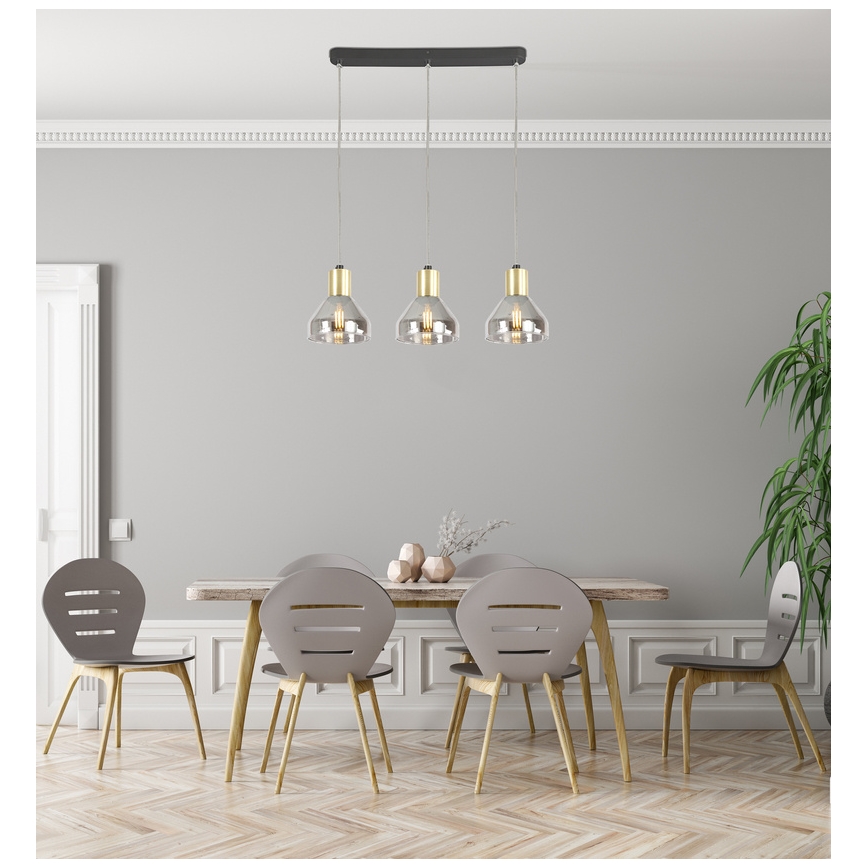 Ljuskrona med snöre GREGORY 3xE14/40W/230V