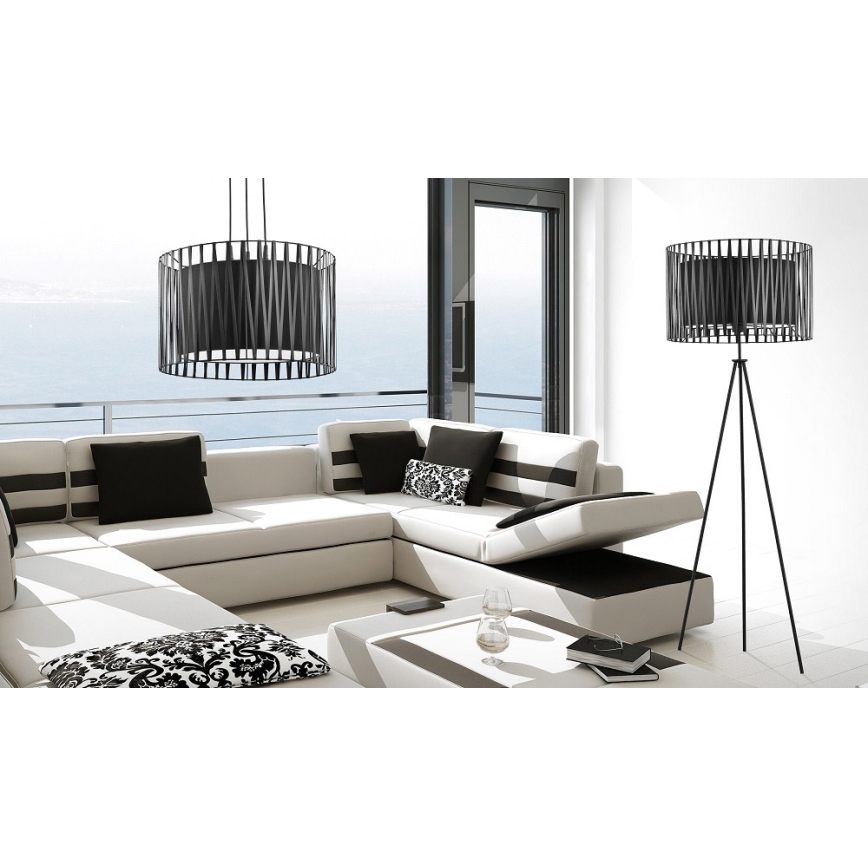 Ljuskrona med snöre HARMONY Svart 1xE27/60W/230V