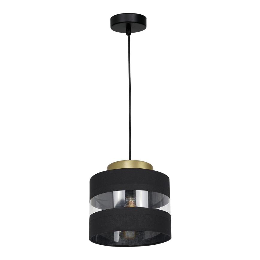 Ljuskrona med snöre HAVARD 1xE27/60W/230V svart/mässing