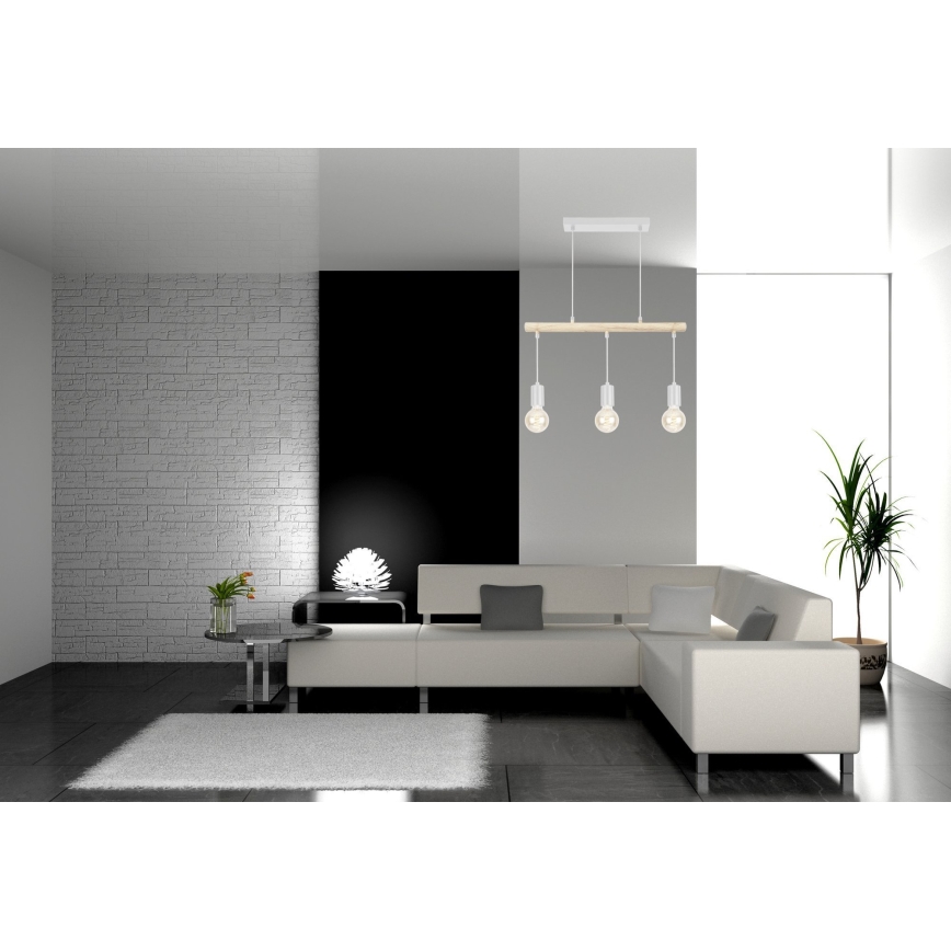 Ljuskrona med snöre IZZY 3xE27/60W/230V
