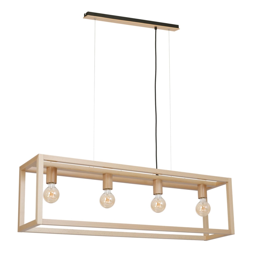 Ljuskrona med snöre LEGNO 4xE27/60W/230V