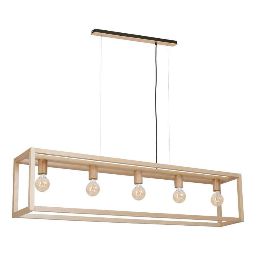 Ljuskrona med snöre LEGNO 5xE27/60W/230V