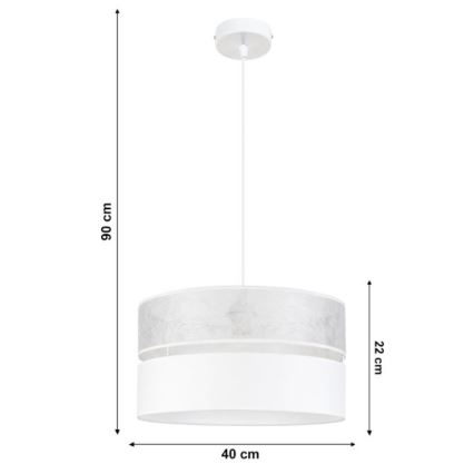 Ljuskrona med snöre LIMA 1xE27/60W/230V vit