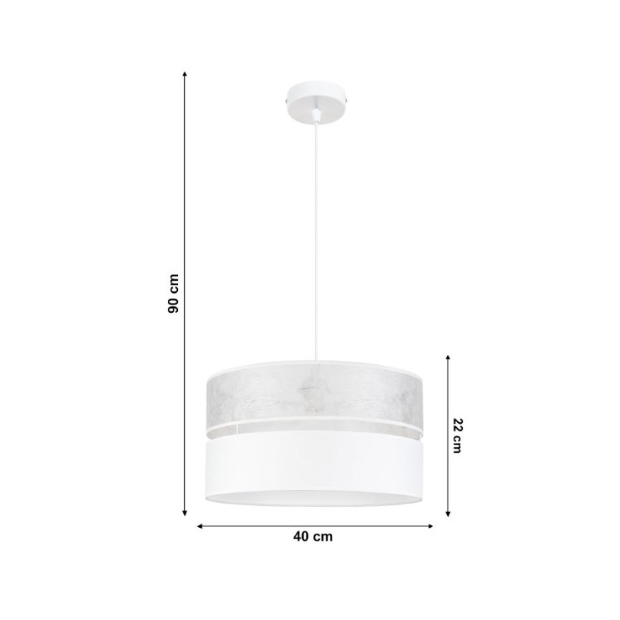 Ljuskrona med snöre LIMA 1xE27/60W/230V vit