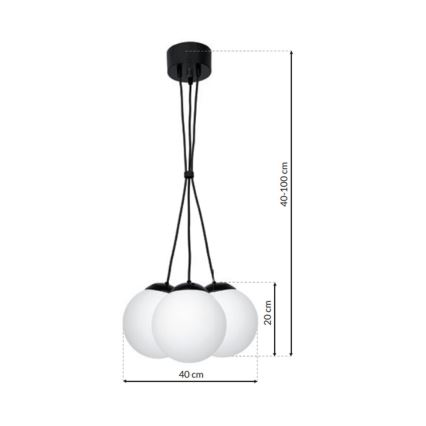 Ljuskrona med snöre LIMA 3xE14/40W/230V