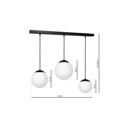 Ljuskrona med snöre LIMA 3xE14/40W/230V
