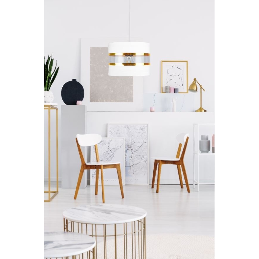 Ljuskrona med snöre LIND 1xE27/60W/230V vit