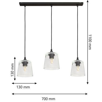 Ljuskrona med snöre LUCEA 3xE27/15W/230V