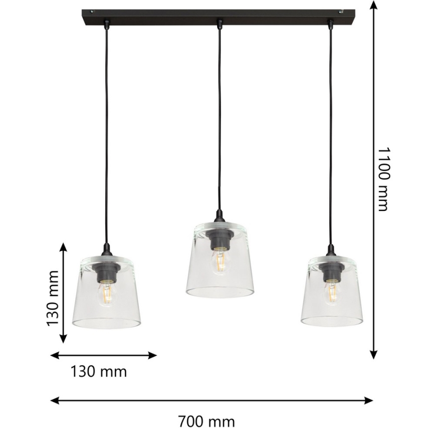 Ljuskrona med snöre LUCEA 3xE27/15W/230V