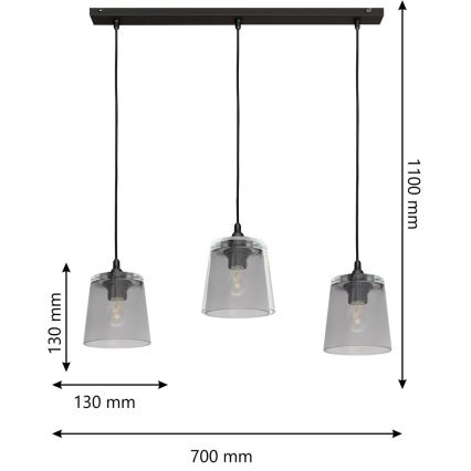 Ljuskrona med snöre LUCEA 3xE27/15W/230V