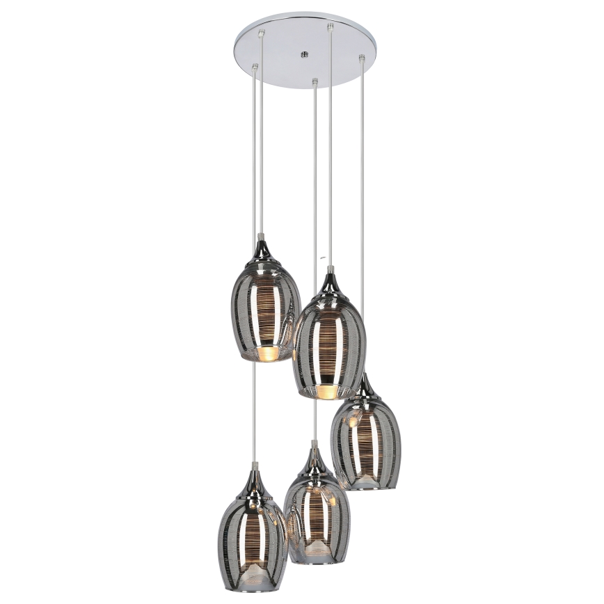 Ljuskrona med snöre MARINA 5xE27/60W/230V krom