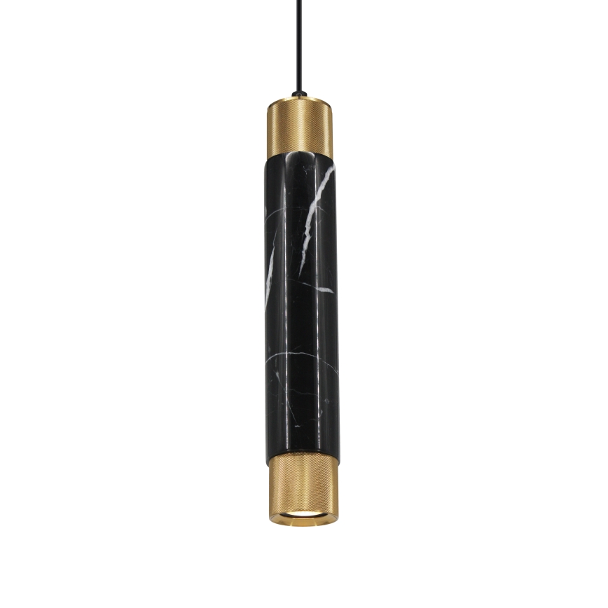 Ljuskrona med snöre marmor 1xGU10/8W/230V svart/guld