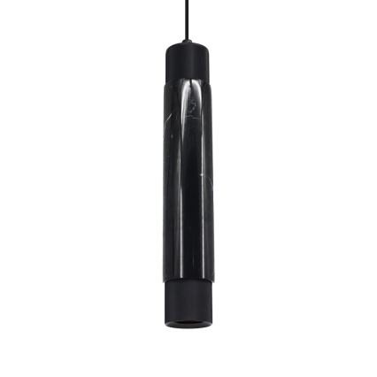 Ljuskrona med snöre marmor 1xGU10/8W/230V svart