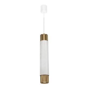 Ljuskrona med snöre marmor vit/mässing 1xGU10/8W/230V