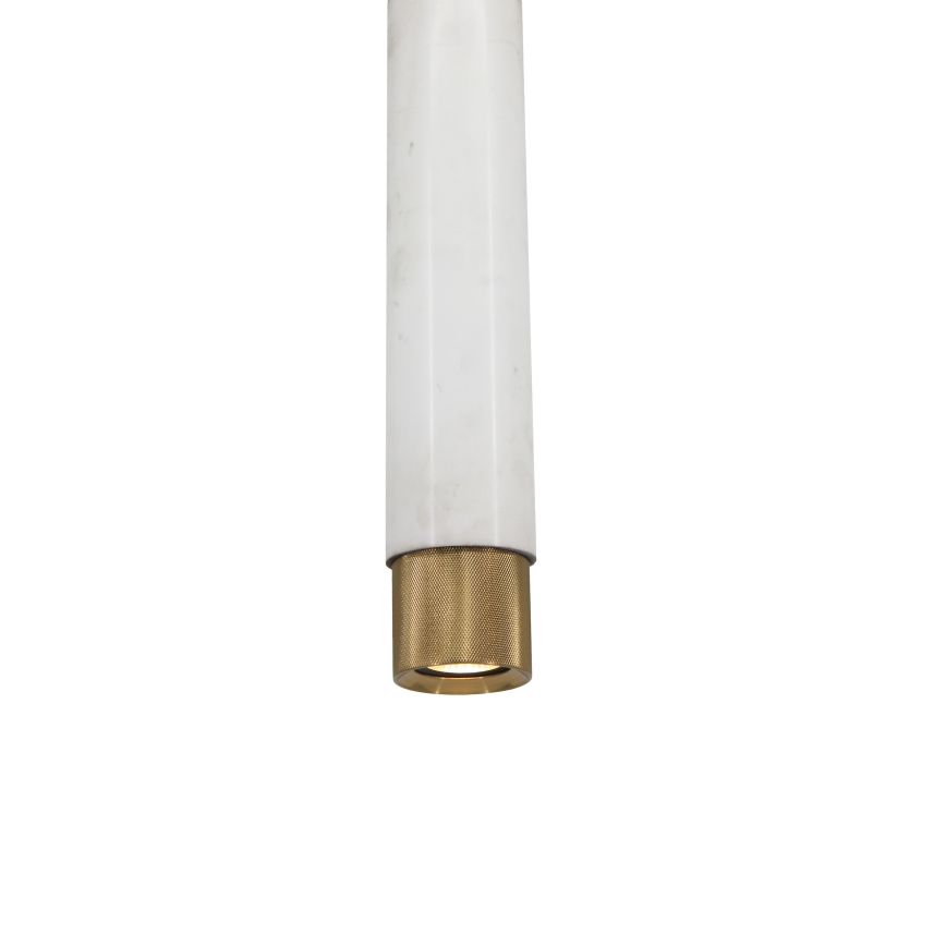 Ljuskrona med snöre marmor vit/mässing 1xGU10/8W/230V