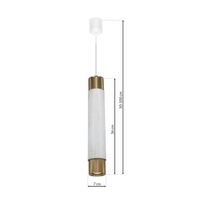 Ljuskrona med snöre marmor vit/mässing 1xGU10/8W/230V