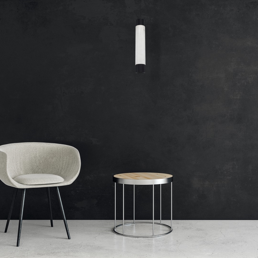 Ljuskrona med snöre marmor Vit/Svart 1xGU10/8W/230V