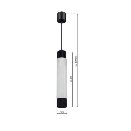 Ljuskrona med snöre marmor Vit/Svart 1xGU10/8W/230V