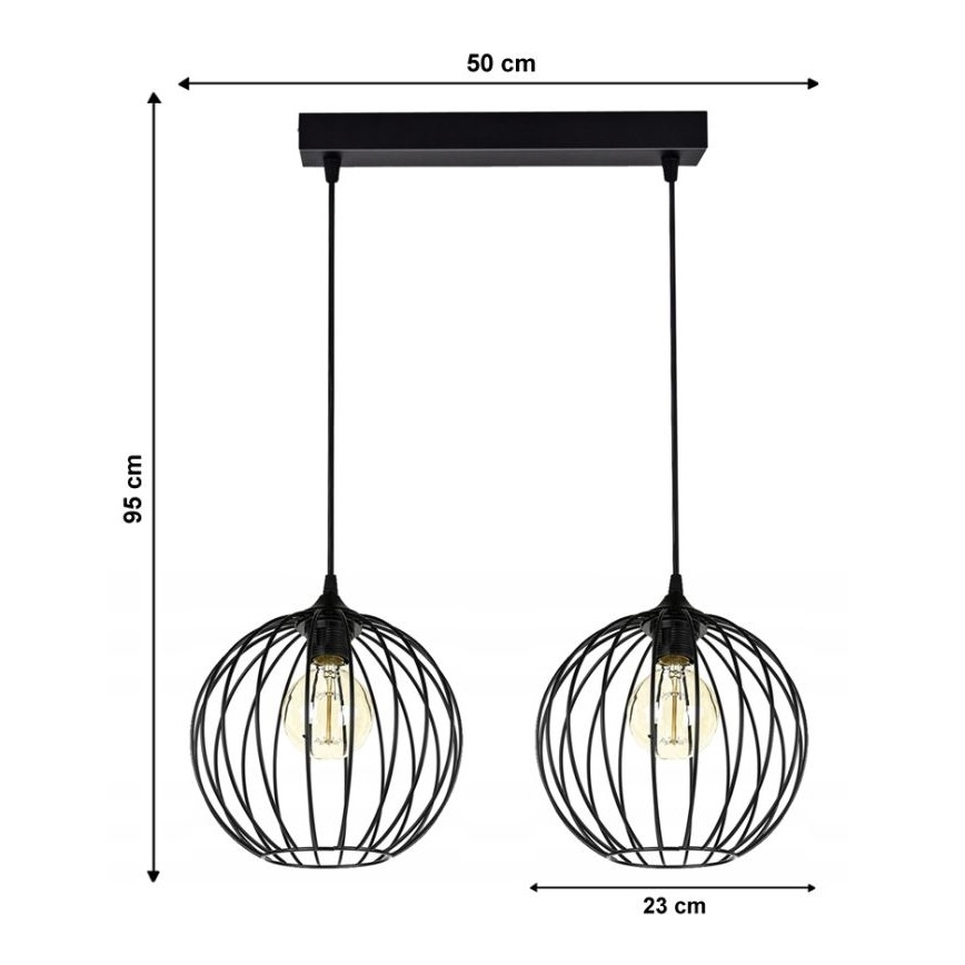 Ljuskrona med snöre MATT 2xE27/60W/230V