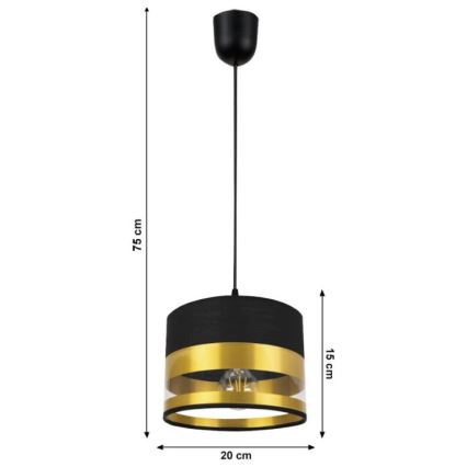 Ljuskrona med snöre MILO 1xE27/60W/230V guld/svart