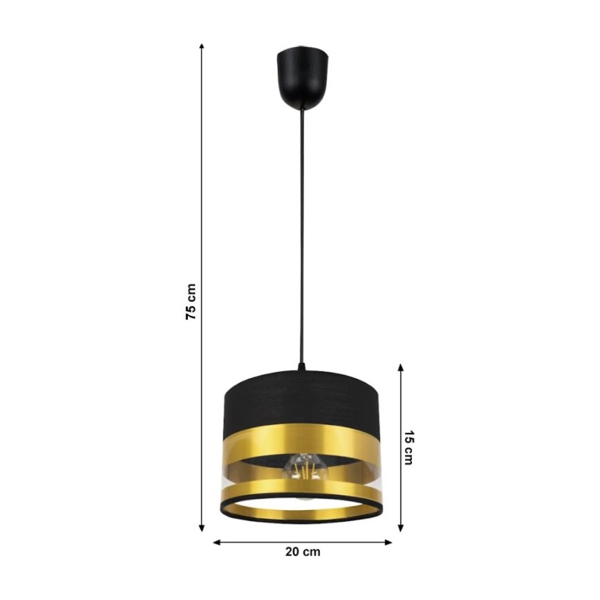 Ljuskrona med snöre MILO 1xE27/60W/230V guld/svart