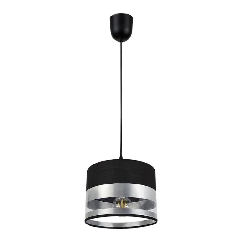 Ljuskrona med snöre MILO 1xE27/60W/230V silver/svart