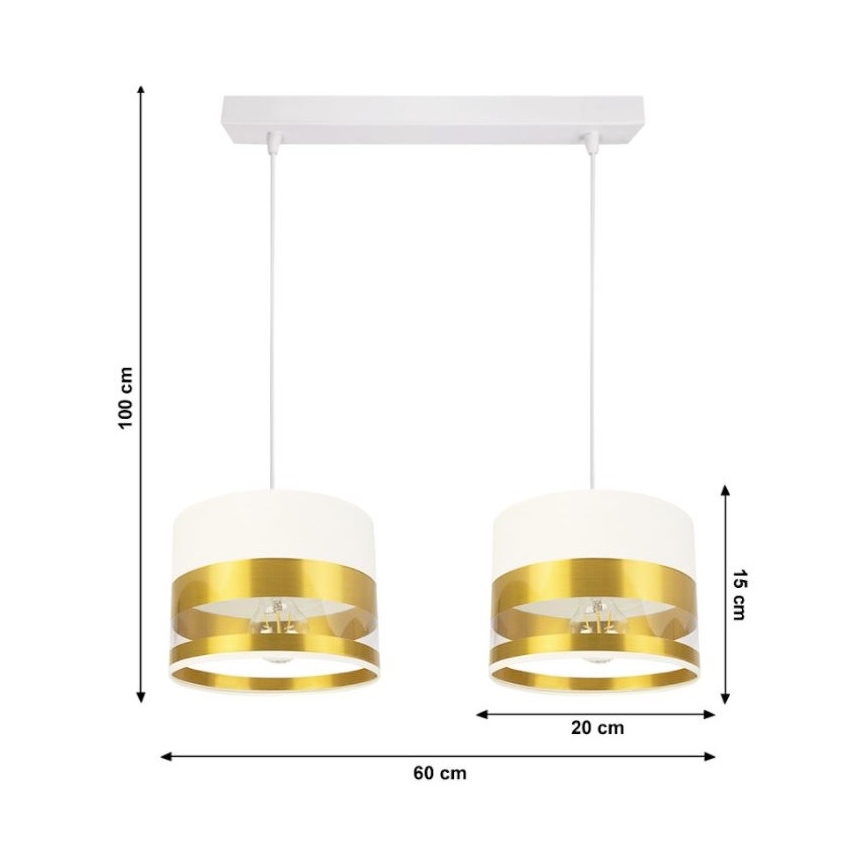 Ljuskrona med snöre MILO 2xE27/60W/230V guld