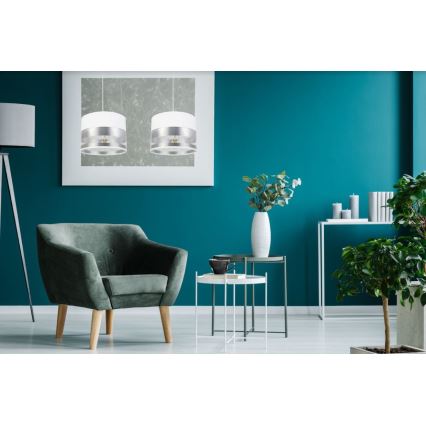 Ljuskrona med snöre MILO 2xE27/60W/230V silver