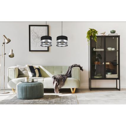 Ljuskrona med snöre MILO 2xE27/60W/230V silver/svart