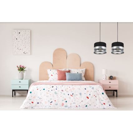 Ljuskrona med snöre MILO 2xE27/60W/230V silver/svart